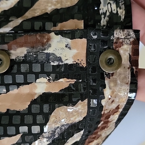 Vintage Sparkle Disco Style Jacket by Elementz black brown cream size L - Picture 5 of 12